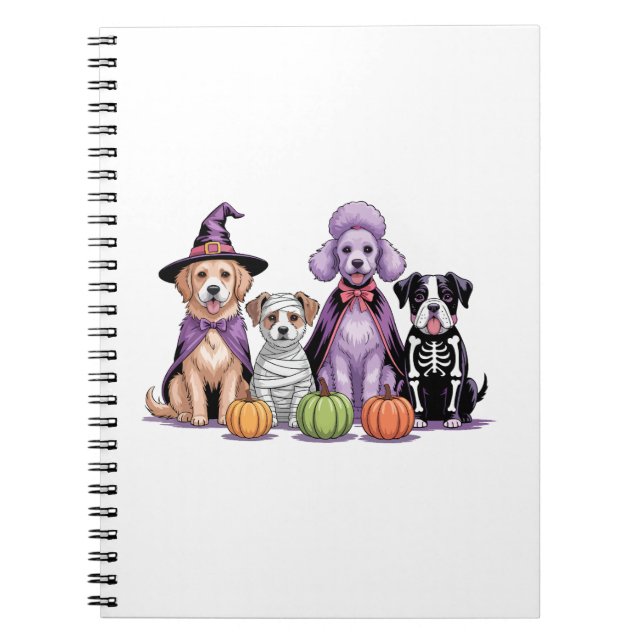 Caderno Espiral Cachorro da Equipe de Halloween (Frente)