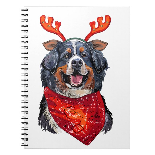 Caderno Espiral Cachorro da Montanha Bernese de Natal (Frente)