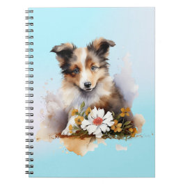 Caderno Espiral Cachorro de Água Floral Pet Puppy Shetland