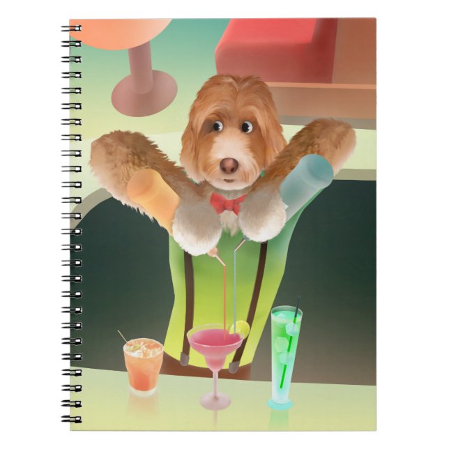 Caderno Espiral Cachorro de Bartending no Bar Retroativo (Frente)