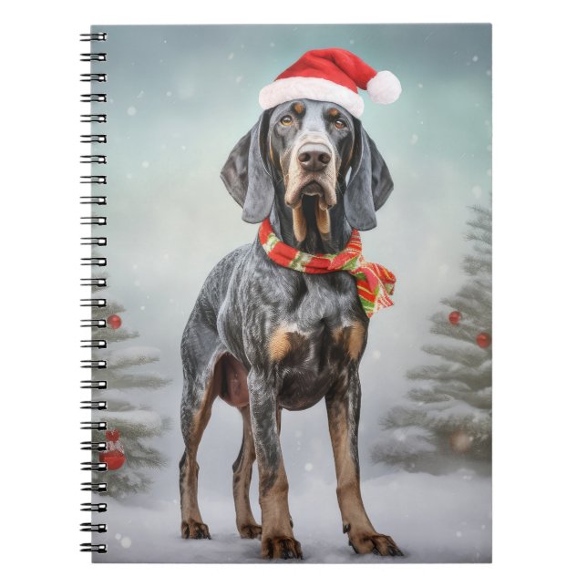 Caderno Espiral Cachorro de Cachorro Bluetick no Natal da Neve (Frente)