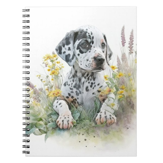 Caderno Espiral Cachorro de Cachorro Floral Dalmático (Frente)