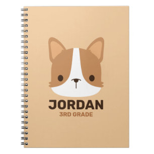 Caderno Espiral Cachorro de Corgi Bonito com Nome Personalizado