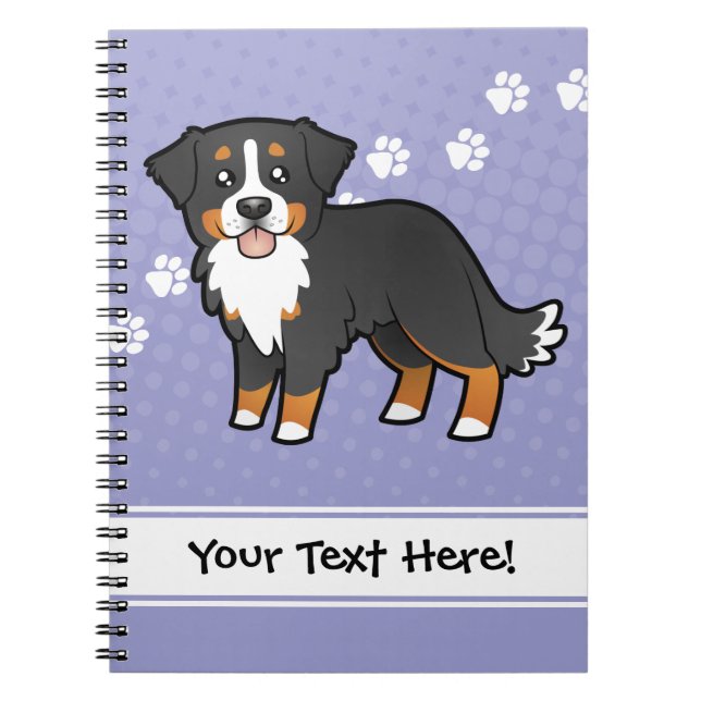 Caderno Espiral Cachorro De Desenho Animado Bernês (Frente)