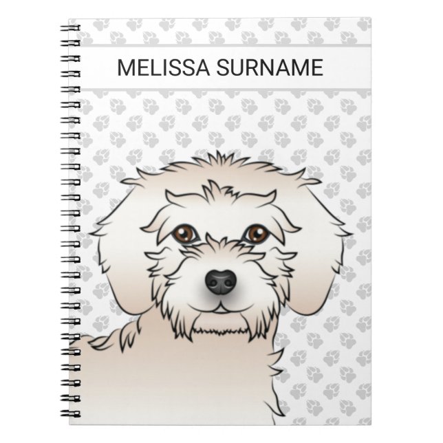Caderno Espiral Cachorro de desenho animado Cream Mini Goldendoodl (Frente)