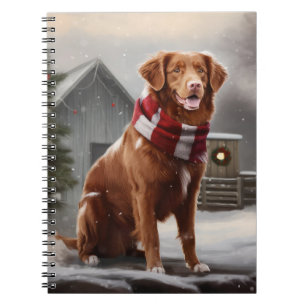 Caderno Espiral Cachorro de Duck Toller na Nova Escócia no Natal d