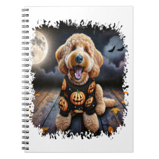 Caderno Espiral Cachorro de Goldendoodle Halloween