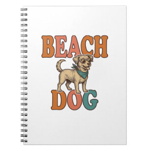 Caderno Espiral Cachorro de Praia Gravura Vintage Design Gráfico_1