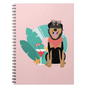 Caderno Espiral Cachorro De Verão Bonito Com Óculos De Sol