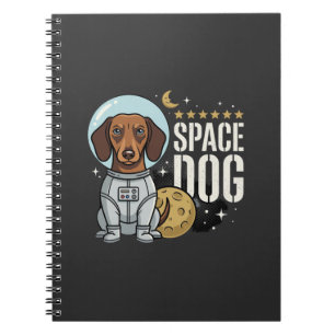 Caderno Espiral Cachorro do Espaço Dachshund Astronauta Vetor