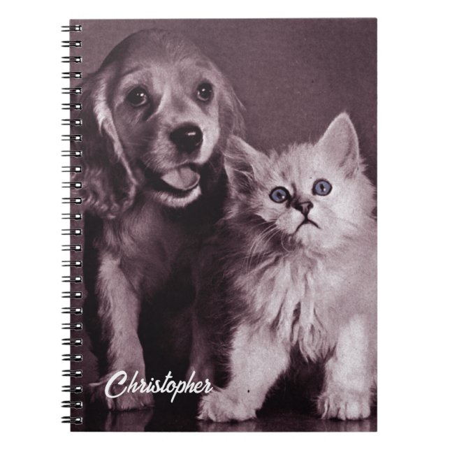 Caderno Espiral Cachorro e Gato, Procurando Personalizado (Frente)
