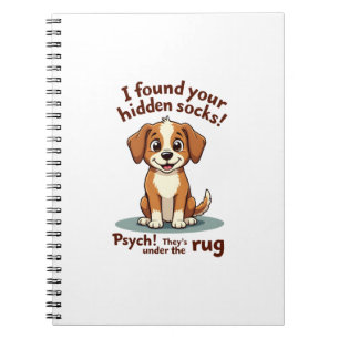 Caderno Espiral Cachorro Engraçado Meias Escondidas Citação Cartoo