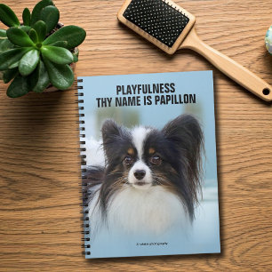Caderno Espiral Cachorro Espanhol de Papillon Bonito na Boca