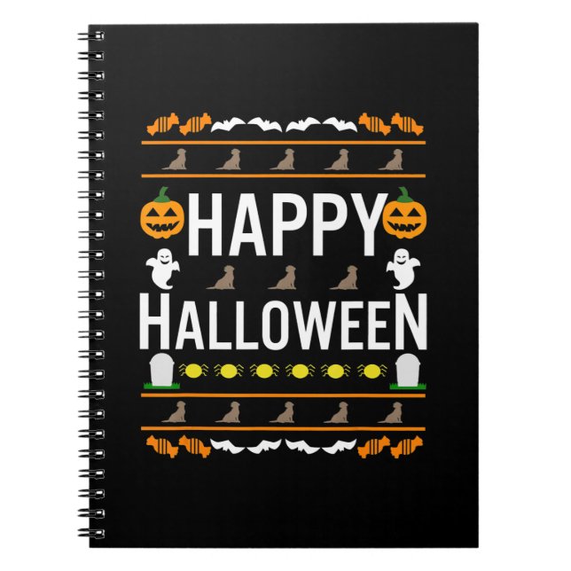 Caderno Espiral Cachorro | Feliz Chocolate de Halloween Labrador (Frente)