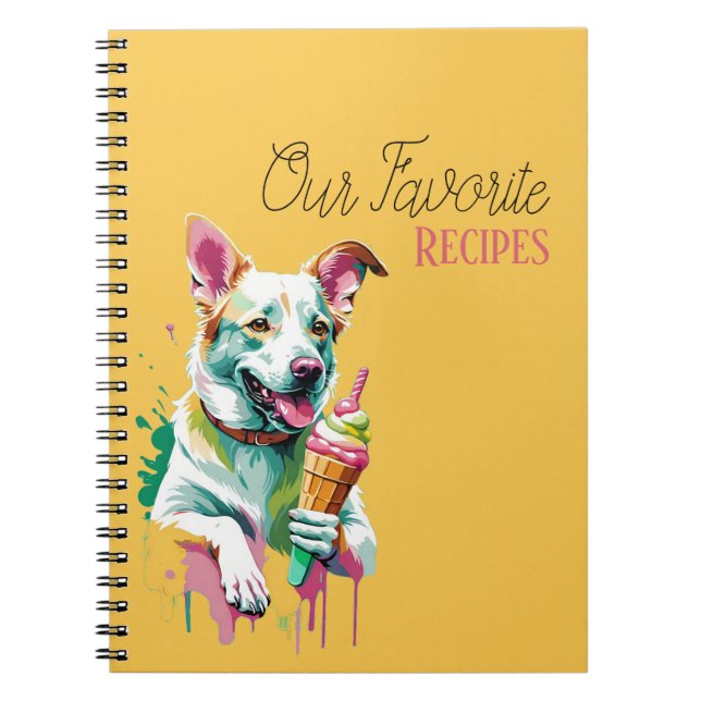 Caderno Espiral Cachorro feliz comendo um sorvete (Frente)