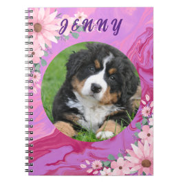 Caderno Espiral Cachorro Fofo de Volta às Aulas Aquarela Floral Ro