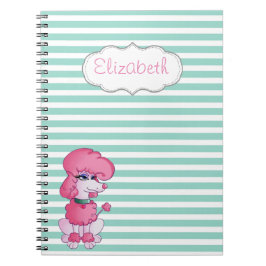 Caderno Espiral Cachorro Fofo Feminino em Listras Brancas de Horte