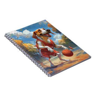 Caderno Espiral Cachorro Foxhound Americano Jogando Basquete