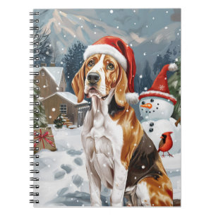 Caderno Espiral Cachorro Foxhound Inglês Americano Inverno Natal A