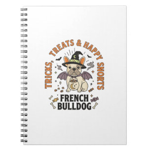 Caderno Espiral Cachorro Francês de Halloween Trapaceiro