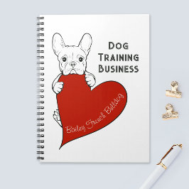 Caderno Espiral Cachorro Francês Personalizado e Coração Vermelho
