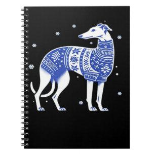 Caderno Espiral Cachorro Greyhound de Natal Vestindo uma Blusa Fei