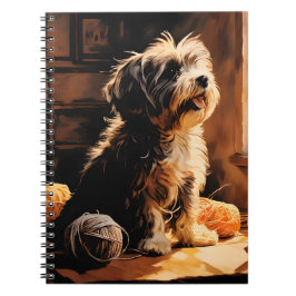 Caderno Espiral Cachorro Havanês brincando com uma bola de Yarn Vi
