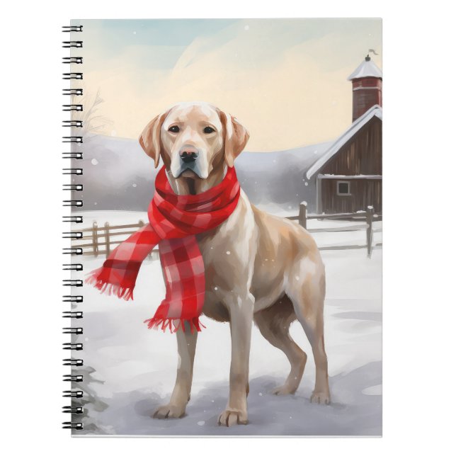 Caderno Espiral Cachorro Labrador na Neve Natal (Frente)