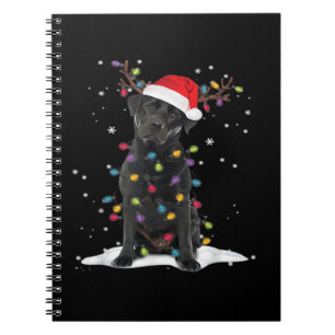Caderno Espiral Cachorro Labrador Preto Luz da Árvore de Natal do
