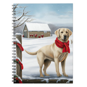 Caderno Espiral Cachorro Labrador Retriever na Neve Natal