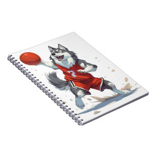 Caderno Espiral Cachorro Malamute do Alasca Jogando Basquete