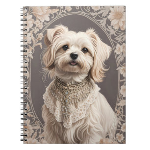 Caderno Espiral Cachorro Maltês Elegante William Morris Inspirou