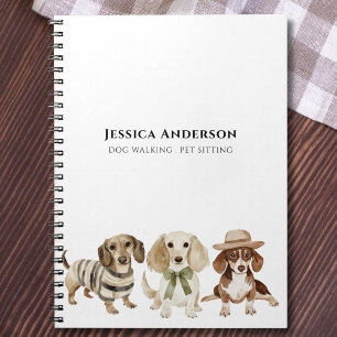 Caderno Espiral Cachorro Moderno Caminhando Pet Sentado Aquarela