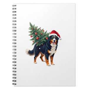 Caderno Espiral Cachorro Montanhês Bernês Fofo em uma Árvore de Na