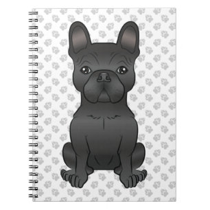 Caderno Espiral Cachorro Negro/Cartoon francês Cachorro e patas