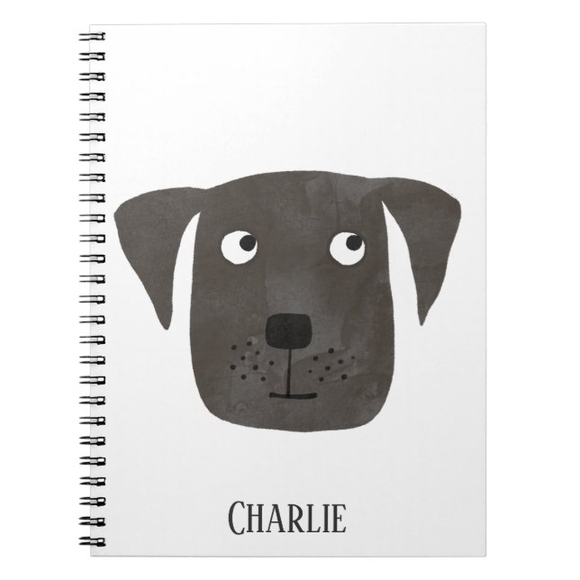 Caderno Espiral Cachorro Negro Engraçado Labrador Retriever Person (Frente)