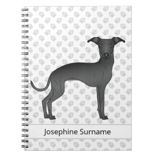 Caderno Espiral Cachorro Negro Italiano Com Texto Personalizado