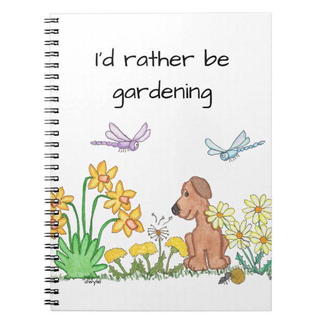 Caderno Espiral Cachorro no Jardim de Flores (Frente)