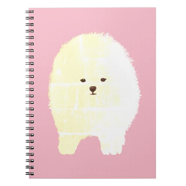 Caderno Espiral Cachorro, Notebook Pet Branco Fluffy (Frente)