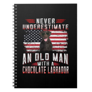 Caderno Espiral Cachorro Nunca Subestimar O Velho Homem Labrador