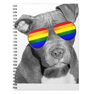 Caderno Espiral Cachorro-Orgulho gay Pitbull Vestir Gift Rai Gift
