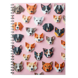 Caderno Espiral Cachorro origami rosa - volta às aulas