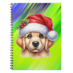 Caderno Espiral Cachorro para Retriever ouro com Estilo Papai Noel