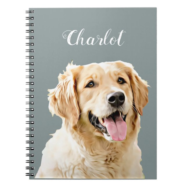 Caderno Espiral Cachorro Personalizado de Retriever de Ouro Desenh (Frente)