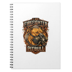 Caderno Espiral Cachorro Pitbull Bombeiro Máscara de Gás Escudo