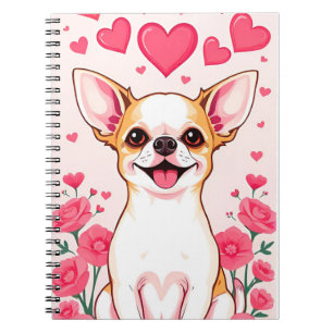 Caderno Espiral Cachorro-quente Adorável Com Corações Rosa