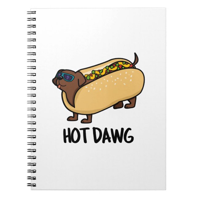 Caderno Espiral Cachorro-Quente Funny Hot Dog Em Um Pão Pun  (Frente)