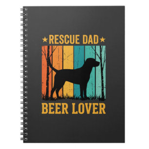 Caderno Espiral Cachorro Resgate Pai Amante de Cerveja Vintage