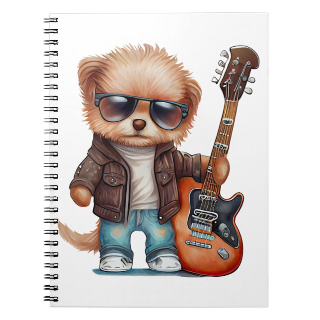 Caderno Espiral Cachorro Roll Rock Puppy (Dois) (Frente)