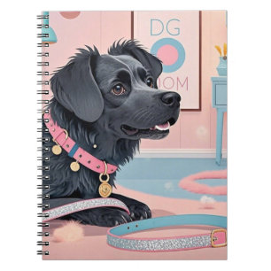 Caderno Espiral Cachorro rosa, azul, blusa, mãe